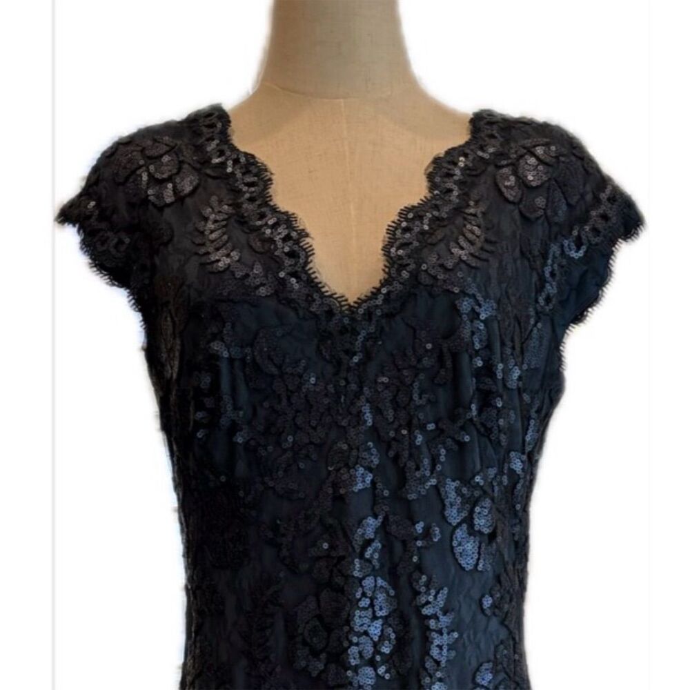 Tadashi Shoji  NWOT Dark Blue Lace Sequin Evening Gown Long Dress 12 - Picture 8 of 10